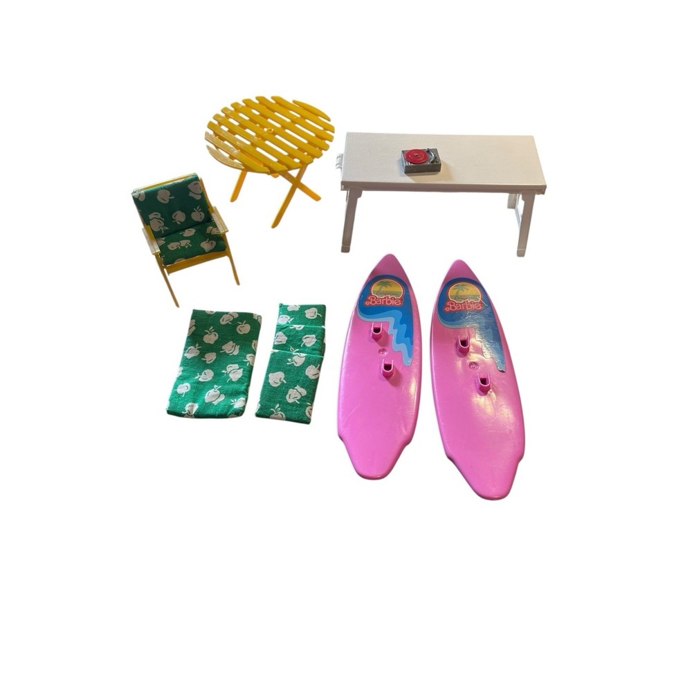 Barbie Mattel Assorted‎ Lot Of Furniture & Accessories Surfboard Table Chair